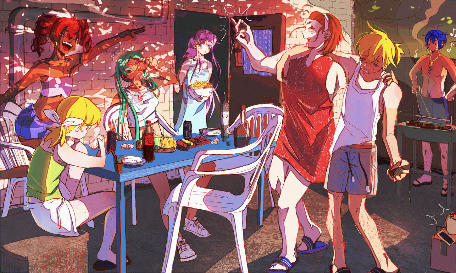 Vocaloids havin a romanian bbq time
